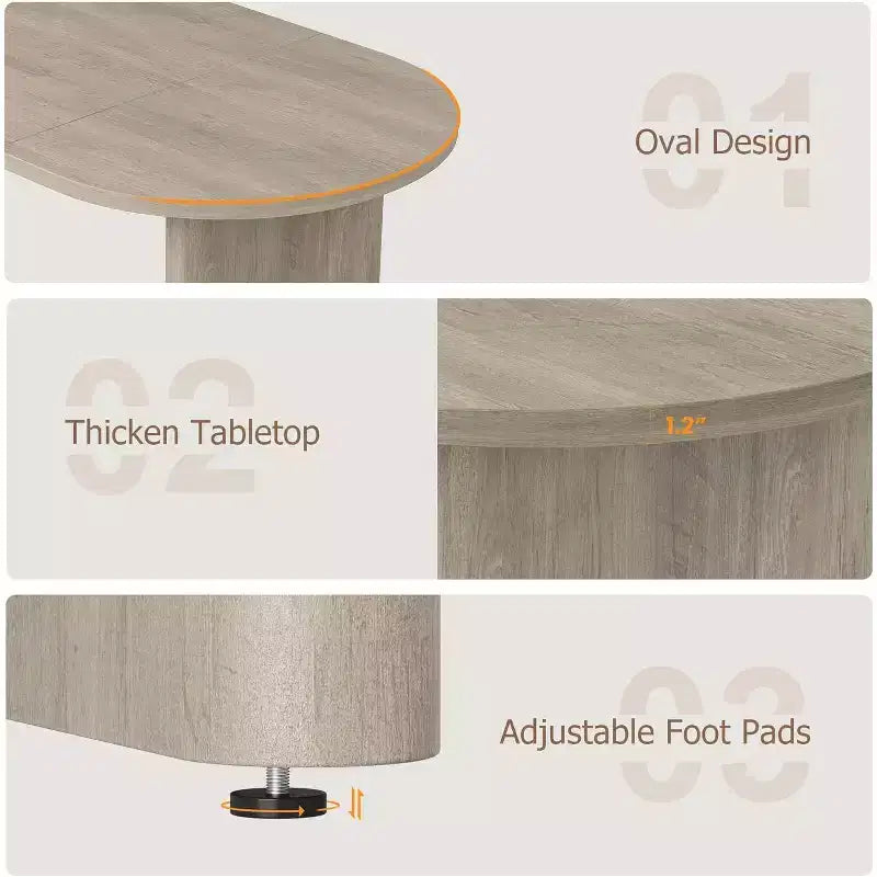 70.8 Inch Oval Dining Table for 6-8 People, Long Large Kitchen Table with Thick Sturdy Wooden Base, Farmhouse Dining Room Table for Kitchen