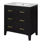 30 Single Bathroom Vanity with Sink, Bathroom Floor Cabinet with Drawers for Small Space