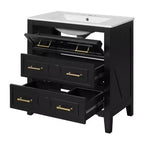 30 Single Bathroom Vanity with Sink, Bathroom Floor Cabinet with Drawers for Small Space