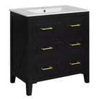 30 Single Bathroom Vanity with Sink, Bathroom Floor Cabinet with Drawers for Small Space