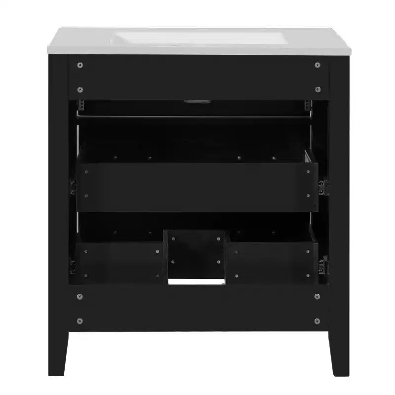 30 Single Bathroom Vanity with Sink, Bathroom Floor Cabinet with Drawers for Small Space