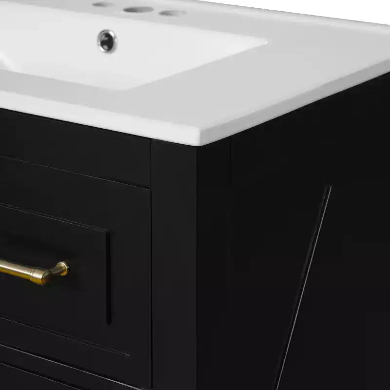 30 Single Bathroom Vanity with Sink, Bathroom Floor Cabinet with Drawers for Small Space