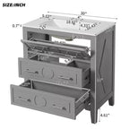 30 Single Bathroom Vanity with Sink, Bathroom Floor Cabinet with Drawers for Small Space