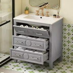 30 Single Bathroom Vanity with Sink, Bathroom Floor Cabinet with Drawers for Small Space