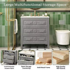 30 Single Bathroom Vanity with Sink, Bathroom Floor Cabinet with Drawers for Small Space