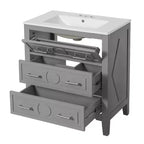 30 Single Bathroom Vanity with Sink, Bathroom Floor Cabinet with Drawers for Small Space