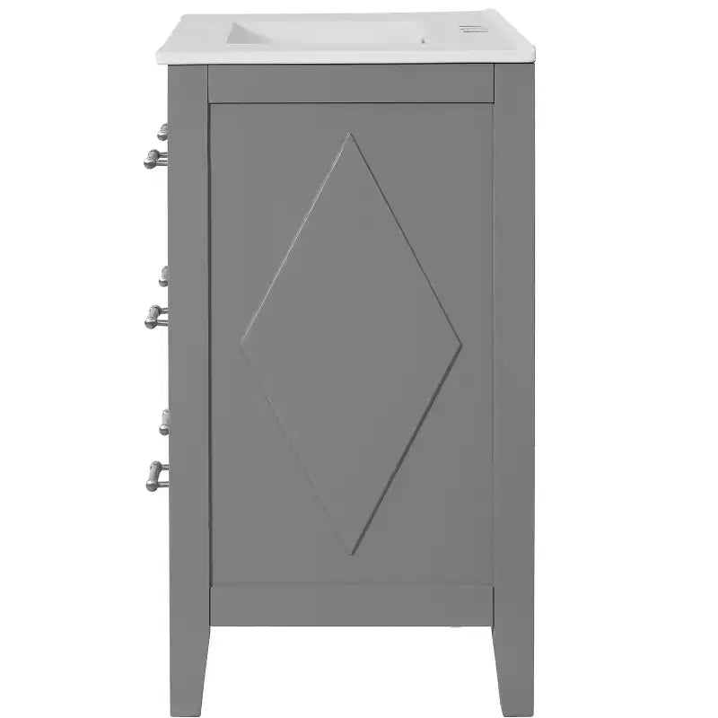 30 Single Bathroom Vanity with Sink, Bathroom Floor Cabinet with Drawers for Small Space