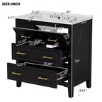 30 Single Bathroom Vanity with Sink, Bathroom Floor Cabinet with Drawers for Small Space