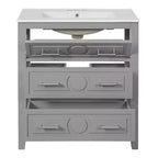 30 Single Bathroom Vanity with Sink, Bathroom Floor Cabinet with Drawers for Small Space