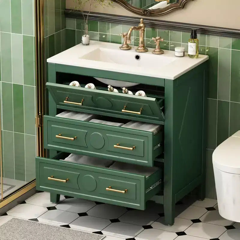 30 Single Bathroom Vanity with Sink, Bathroom Floor Cabinet with Drawers for Small Space