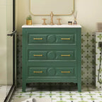30 Single Bathroom Vanity with Sink, Bathroom Floor Cabinet with Drawers for Small Space