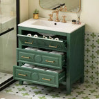 30 Single Bathroom Vanity with Sink, Bathroom Floor Cabinet with Drawers for Small Space