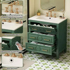 30 Single Bathroom Vanity with Sink, Bathroom Floor Cabinet with Drawers for Small Space