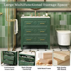 30 Single Bathroom Vanity with Sink, Bathroom Floor Cabinet with Drawers for Small Space