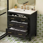 30 Single Bathroom Vanity with Sink, Bathroom Floor Cabinet with Drawers for Small Space