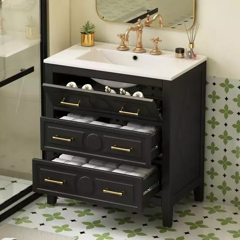 30 Single Bathroom Vanity with Sink, Bathroom Floor Cabinet with Drawers for Small Space
