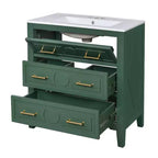 30 Single Bathroom Vanity with Sink, Bathroom Floor Cabinet with Drawers for Small Space
