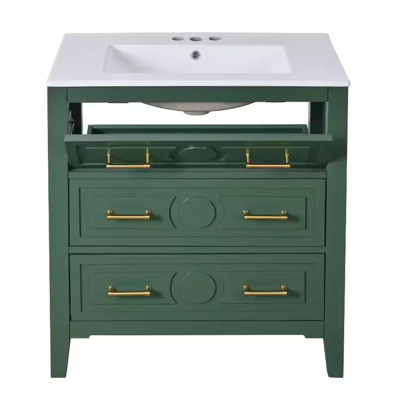 30 Single Bathroom Vanity with Sink, Bathroom Floor Cabinet with Drawers for Small Space