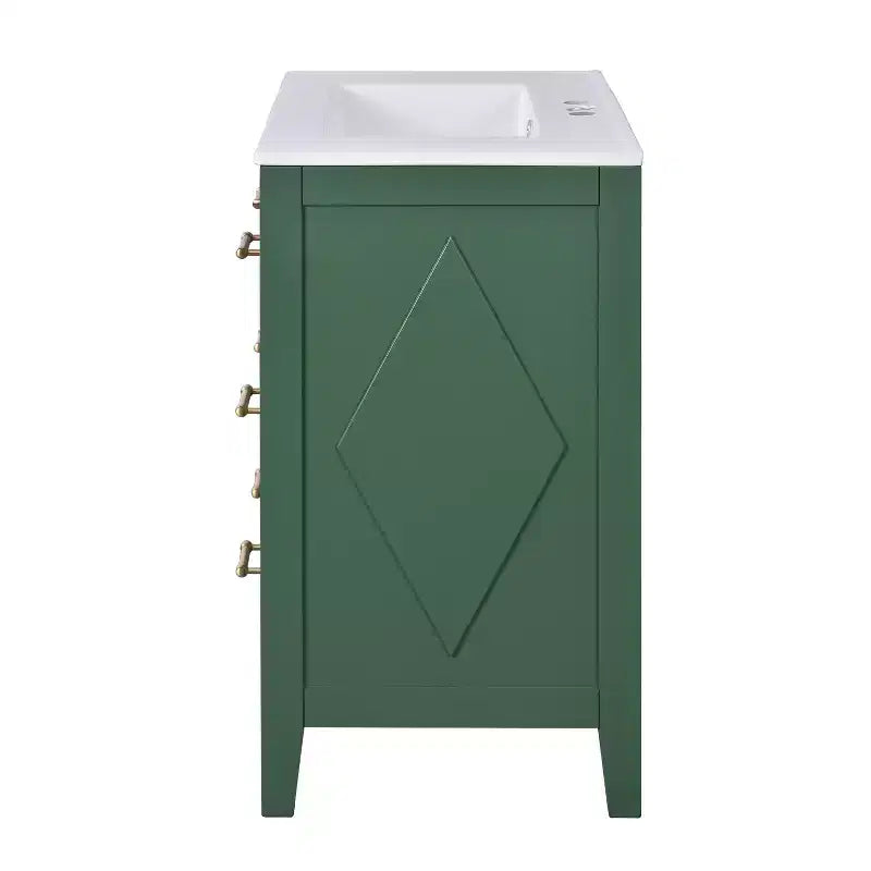 30 Single Bathroom Vanity with Sink, Bathroom Floor Cabinet with Drawers for Small Space