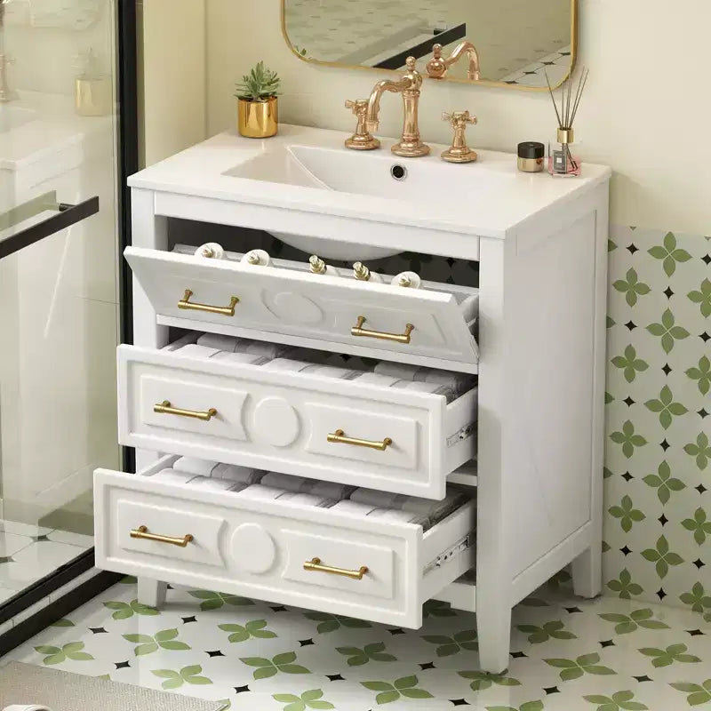 30 Single Bathroom Vanity with Sink, Bathroom Floor Cabinet with Drawers for Small Space
