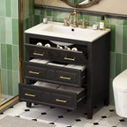 30 Single Bathroom Vanity with Sink, Bathroom Floor Cabinet with Drawers for Small Space