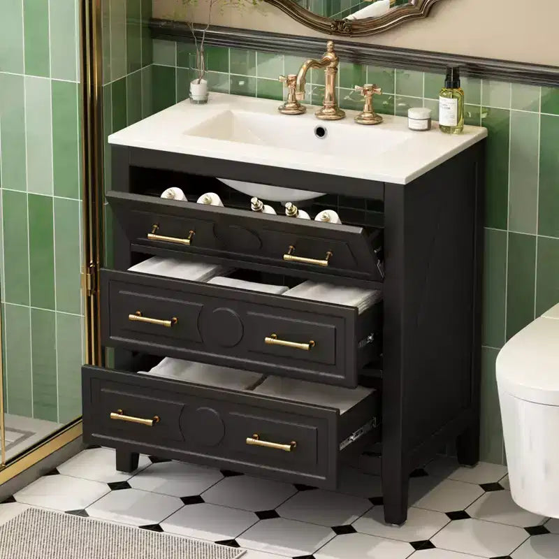 30 Single Bathroom Vanity with Sink, Bathroom Floor Cabinet with Drawers for Small Space
