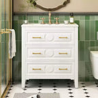 30 Single Bathroom Vanity with Sink, Bathroom Floor Cabinet with Drawers for Small Space