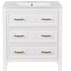 30 Single Bathroom Vanity with Sink, Bathroom Floor Cabinet with Drawers for Small Space