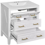 30 Single Bathroom Vanity with Sink, Bathroom Floor Cabinet with Drawers for Small Space