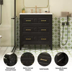 30 Single Bathroom Vanity with Sink, Bathroom Floor Cabinet with Drawers for Small Space