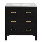 30 Single Bathroom Vanity with Sink, Bathroom Floor Cabinet with Drawers for Small Space