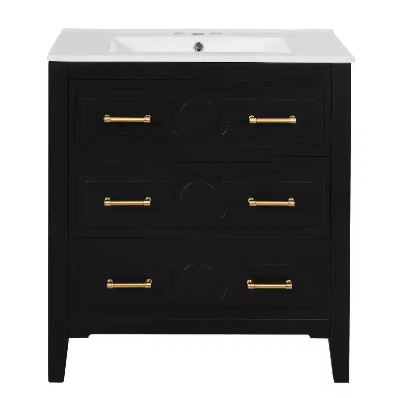30 Single Bathroom Vanity with Sink, Bathroom Floor Cabinet with Drawers for Small Space