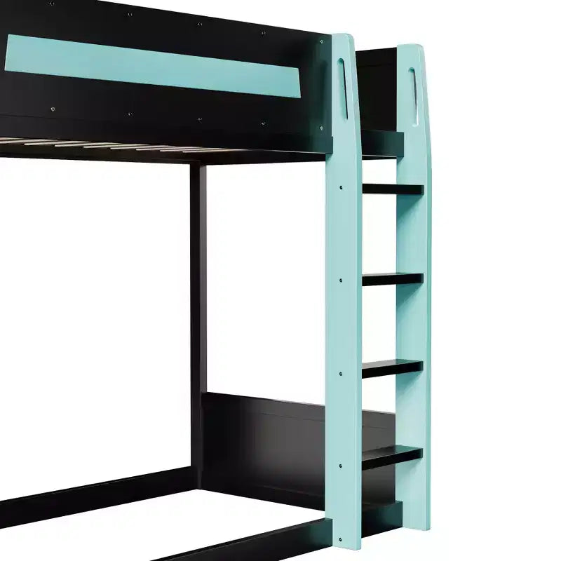 Twin/Full/Queen Gaming Bunk Bed with Built-In Desk, USB Port, LED Lights & Storage Shelves