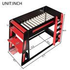 Twin/Full/Queen Gaming Bunk Bed with Built-In Desk, USB Port, LED Lights & Storage Shelves