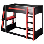 Twin/Full/Queen Gaming Bunk Bed with Built-In Desk, USB Port, LED Lights & Storage Shelves