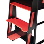 Twin/Full/Queen Gaming Bunk Bed with Built-In Desk, USB Port, LED Lights & Storage Shelves