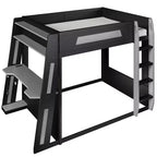 Twin/Full/Queen Gaming Bunk Bed with Built-In Desk, USB Port, LED Lights & Storage Shelves