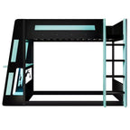 Twin/Full/Queen Gaming Bunk Bed with Built-In Desk, USB Port, LED Lights & Storage Shelves