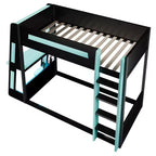 Twin/Full/Queen Gaming Bunk Bed with Built-In Desk, USB Port, LED Lights & Storage Shelves