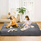 2-in-1 Full Size Giant Bean Seat - Convertible Corduroy Floor Mattress Sofa Couch with High Density Foam for Bedroom, Living Room