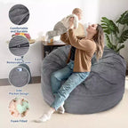 2-in-1 Full Size Giant Bean Seat - Convertible Corduroy Floor Mattress Sofa Couch with High Density Foam for Bedroom, Living Room