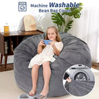 2-in-1 Full Size Giant Bean Seat - Convertible Corduroy Floor Mattress Sofa Couch with High Density Foam for Bedroom, Living Room