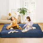 2-in-1 Full Size Giant Bean Seat - Convertible Corduroy Floor Mattress Sofa Couch with High Density Foam for Bedroom, Living Room