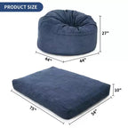2-in-1 Full Size Giant Bean Seat - Convertible Corduroy Floor Mattress Sofa Couch with High Density Foam for Bedroom, Living Room