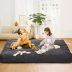 2-in-1 Full Size Giant Bean Seat - Convertible Corduroy Floor Mattress Sofa Couch with High Density Foam for Bedroom, Living Room