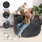 2-in-1 Full Size Giant Bean Seat - Convertible Corduroy Floor Mattress Sofa Couch with High Density Foam for Bedroom, Living Room