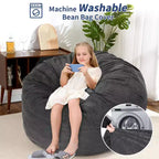 2-in-1 Full Size Giant Bean Seat - Convertible Corduroy Floor Mattress Sofa Couch with High Density Foam for Bedroom, Living Room
