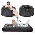 2-in-1 Full Size Giant Bean Seat - Convertible Corduroy Floor Mattress Sofa Couch with High Density Foam for Bedroom, Living Room