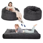 2-in-1 Full Size Giant Bean Seat - Convertible Corduroy Floor Mattress Sofa Couch with High Density Foam for Bedroom, Living Room