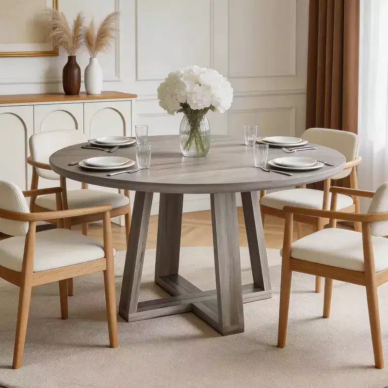Dining Table for 4-6 People, Kitchen Table, Round Dining Room Table for Kitchen, 47 Inch Round Table for Dining Room(Table Only)